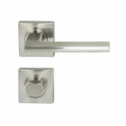 Forli Square Rosette Lever Privacy Set Satin Nickel door handle
