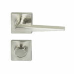 Lucca Square Rosette Lever Privacy Set Satin Nickel door handle