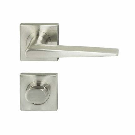 Lucca Square Rosette Lever Privacy Set Satin Nickel door handle