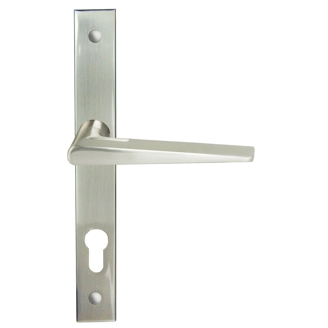LUC206.jpg Lucca Square Rosette Long Plate Set (furniture only) Satin Nickel door handle