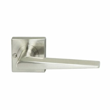 Lucca Square Rosette Lever Integrated Privacy Set Satin Nickel door handle