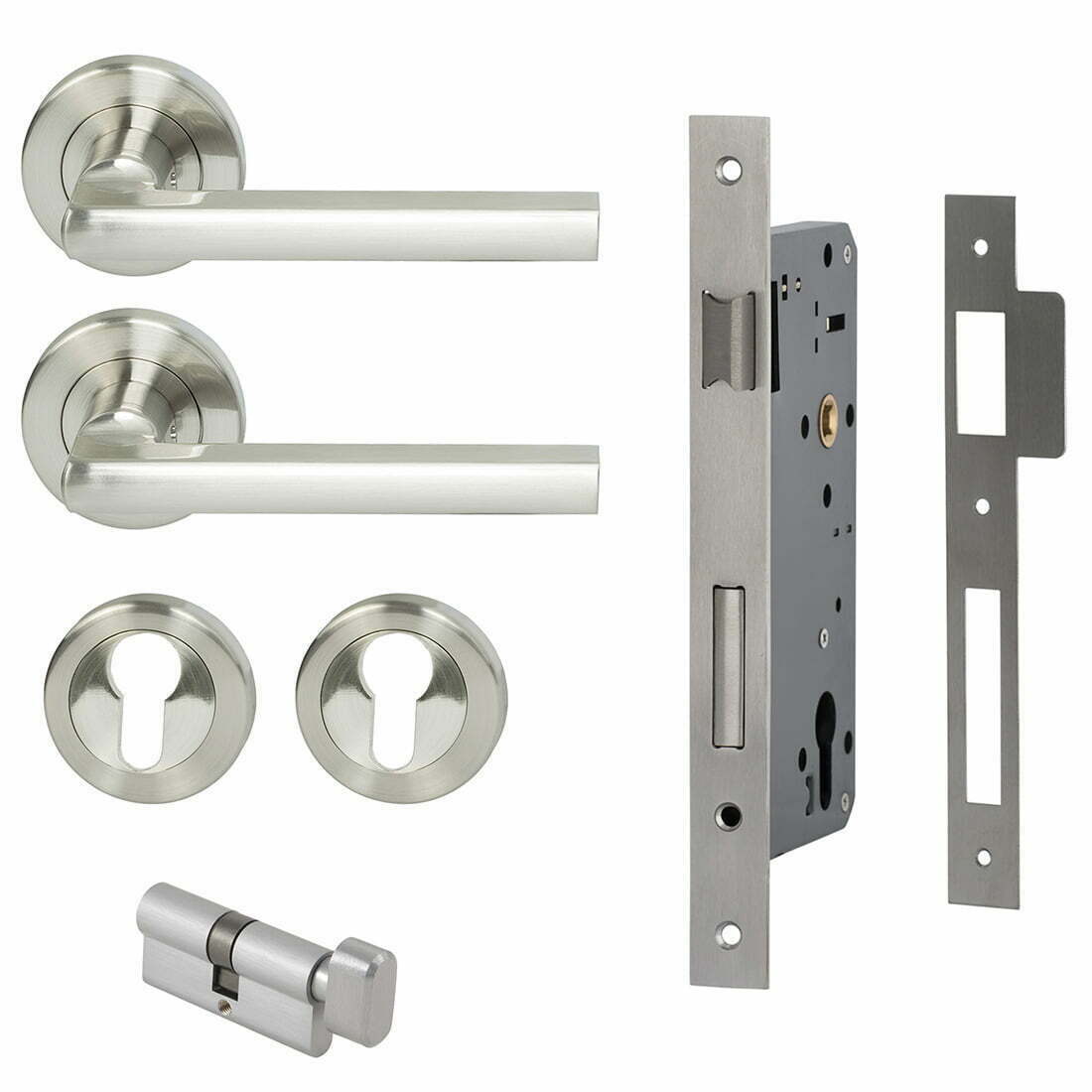 PAR104.jpg Parma Lever Entrance Set Round Rose Satin Nickel - Image 1