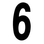 House Number SIX '6' - Concealed fix 155mm Matt Black