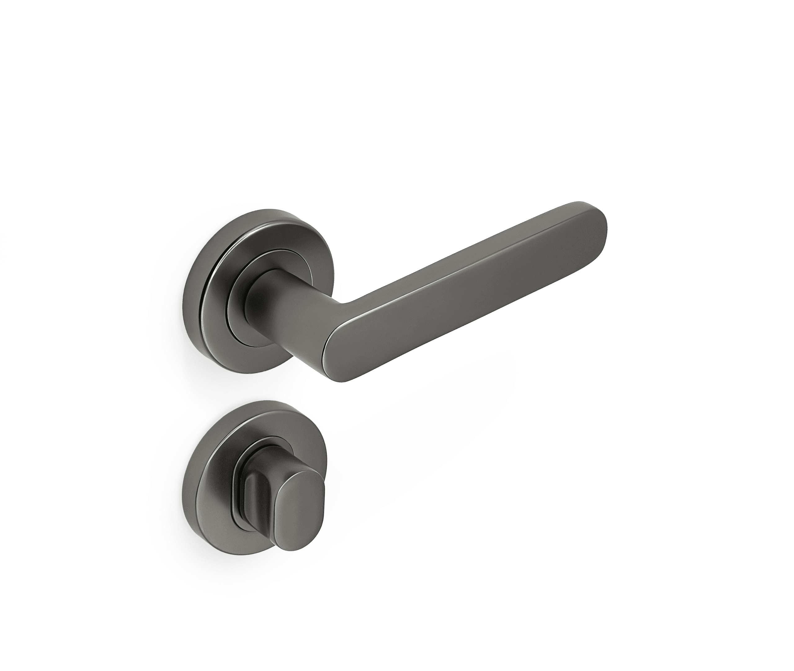 Figo SG privacy Figo Lever Privacy Set - Round Rose - Satin Graphite - Image 1