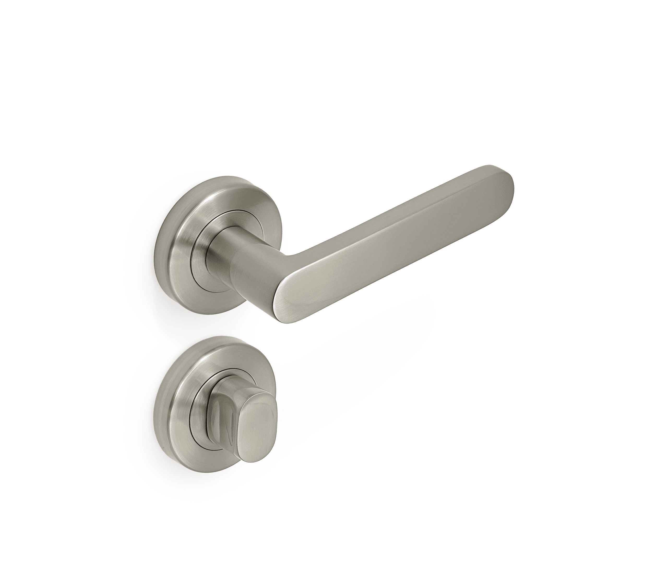 Figo SN privacy Figo Lever Privacy Set - Round Rose - Satin Nickel - Image 1